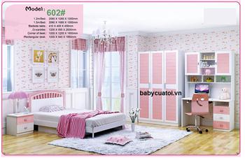 Bộ nội thất phòng ngủ bé gái đẹp nhập khẩu BO-602