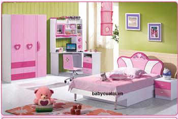 Bộ nội thất phòng ngủ bé gái đẹp nhập khẩu BO-818