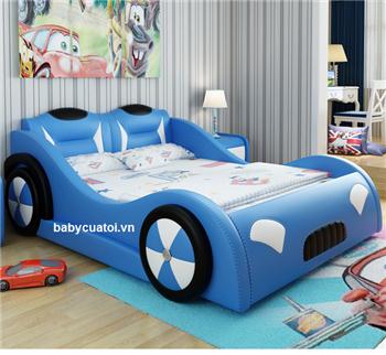 Giường bé trai đẹp hình ô tô bọc da nhập khẩu BGT-01