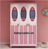 Tủ quần áo cho bé gái đẹp 3 buồng nhập khẩu TBG-101