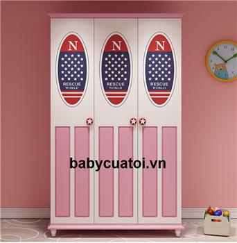 Tủ quần áo cho bé gái đẹp 3 buồng nhập khẩu TBG-101