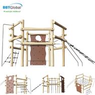 Bộ vận động và vách leo ngoài trời bằng gỗ cao cấp BBT Global HT-J005