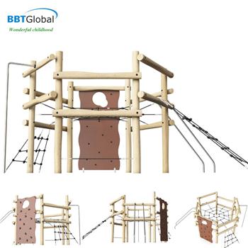 Bộ vận động và vách leo ngoài trời bằng gỗ cao cấp BBT Global HT-J005