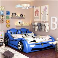 Giường ngủ cho bé trai hình ô tô bọc da cao cấp GBT-05X