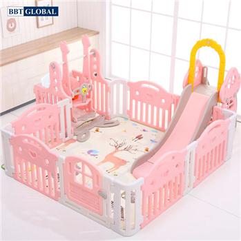 Bộ quây bóng cầu trượt xích đu BBT Global BSL304-H màu hồng