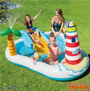 Bể bơi phao cầu trượt có cần câu cá intex 57162