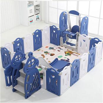 Combo quây bóng kết hợp cầu trượt xích đu BBT Global màu xanh BSL306-X