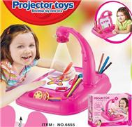 Máy chiếu học vẽ kèm bảng, chữ nam châm để bàn hồng 6655