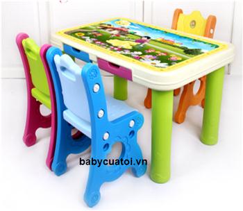 Bộ bàn ghế cho bé nhập khẩu cao cấp sắc mầu F004A