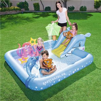 Bể bơi phao cầu trượt có vòi phun mưa Bestway 53052