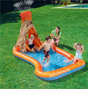 Bể bơi phao cầu trượt có vòi phun mưa núi lửa Bestway 53063