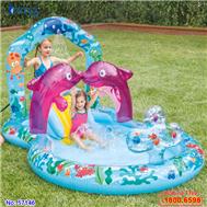 Bể bơi phao cầu trượt cá heo có vòi phun mưa INTEX 57146
