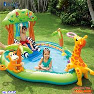 Bể bơi phao cầu trượt vườn bách thú có vòi phun mưa INTEX 57155