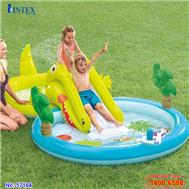 Bể bơi phao cầu trượt cá sấu có vòi phun mưa INTEX 57164