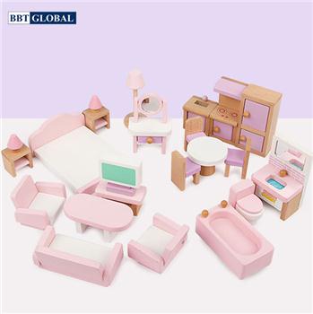 Bộ đồ chơi nội thất nhà búp bê bằng gỗ cho bé BBT Global MSN19034