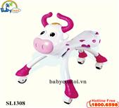 Xe chòi chân con bò có đèn và nhạc màu hồng SL1308H