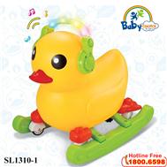 Xe chòi chân kết hợp bập bênh vịt con có đèn và nhạc SL1310-1
