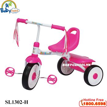 Xe đạp ba bánh có giỏ đựng đồ màu hồng SL1302-H