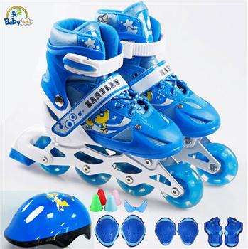 Bộ giầy,mũ,bảo vệ patin 4 bánh sáng KANTLAN xanh CK8001