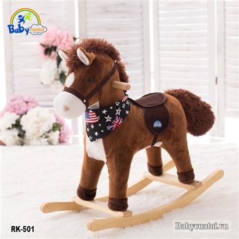 Bập bênh thú bông ngựa nâu nhập khẩu RK-501