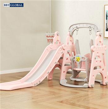 Cầu trượt xích đu máng dài 180cm BBT Global BSL310 màu hồng