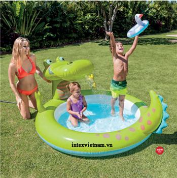 Bể bơi cá sấu chúa có vòi phun mưa INTEX 57431