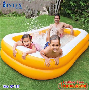 Bể bơi phao INTEX chữ nhật màu cam 57181