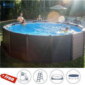 Bể bơi khung kim loại chịu lực giả gỗ 4m78 INTEX 26384