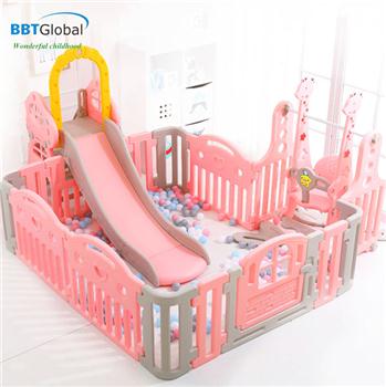 Bể bóng kèm cầu trượt xích đu BBT Global màu hồng BSL303