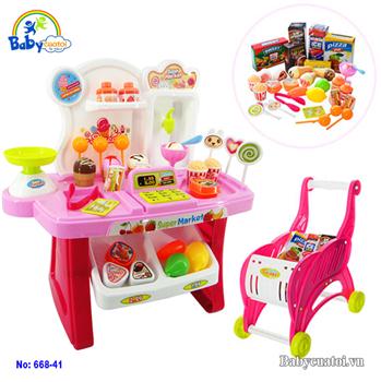 Đồ chơi xe đẩy và quầy bán kem cao cấp 668-41