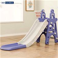 Cầu trượt lâu đài máng dài 1m8 có ném bóng rổ màu xanh BSL302B-X