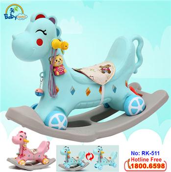 Ngựa bập bênh kết hợp xe chòi chân có nhạc cho bé RK-511