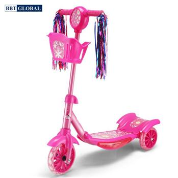 Xe trượt scooter 3 bánh có giỏ đựng đồ BBT Global KM066 màu hồng
