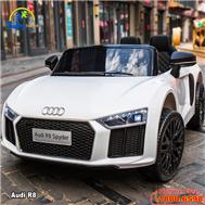 Xe ô tô điện AUDI R8 bản quyền màu trắng, ghế da, bánh cao su Audi R8-T