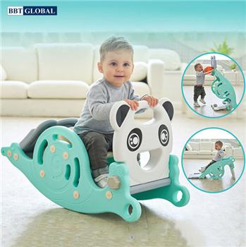 Cầu trượt kết hợp bập bênh có ném bóng rổ màu xanh BSL6602-X