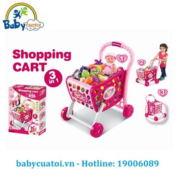 Bộ đồ chơi xe đẩy siêu thị cao cấp hồng 008-903