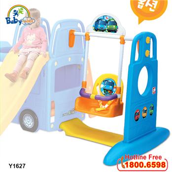 Xích đu ghép bộ cầu trượt xe bus xanh Y1627