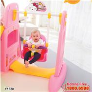Xích đu ghép bộ cầu trượt xe bus hồng Y1628