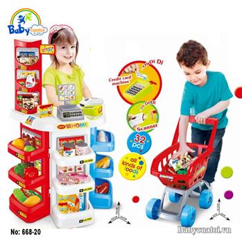 Bộ đồ chơi siêu thị có máy quẹt thẻ tính tiền cao cấp 668-20