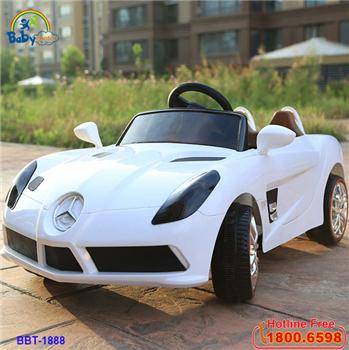 Xe ô tô điện trẻ em 2 động cơ dáng Mercedes trắng BBT-1888T