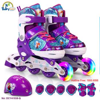 Bộ giày trượt Patin gồm mũ và bảo vệ công chúa Elsa DCY41038-Q