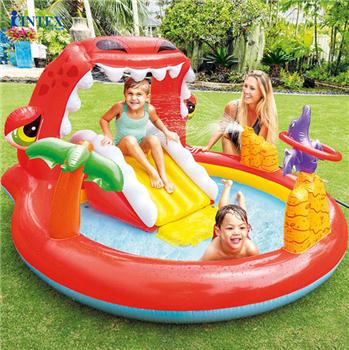 Bể bơi phao cầu trượt khủng long có vòi phun mưa INTEX 57163