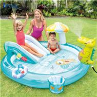 Bể bơi phao cầu trượt cá sấu chúa có vòi phun mưa INTEX 57165