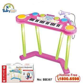 Bộ đàn Organ và trống điện tử đứng chơi hồng BB387H