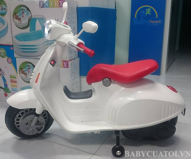 Xe máy điện Vespa trẻ em cao cấp BBT-666 màu trắng