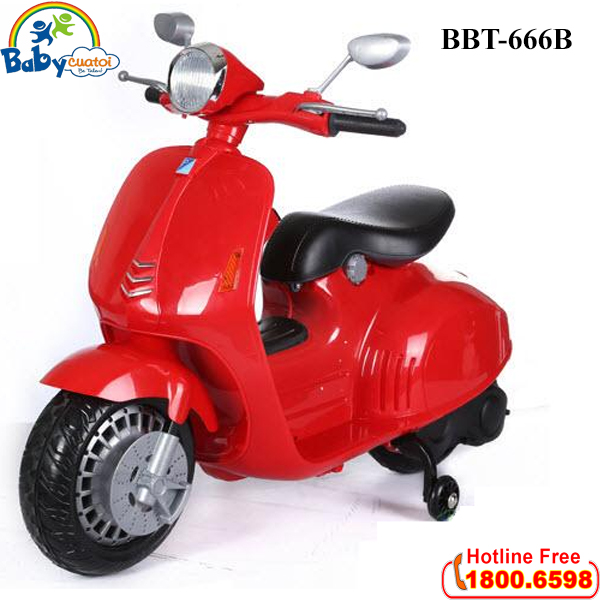 Xe máy điện Vespa trẻ em cao cấp 12V màu đỏ BBT-666B-D