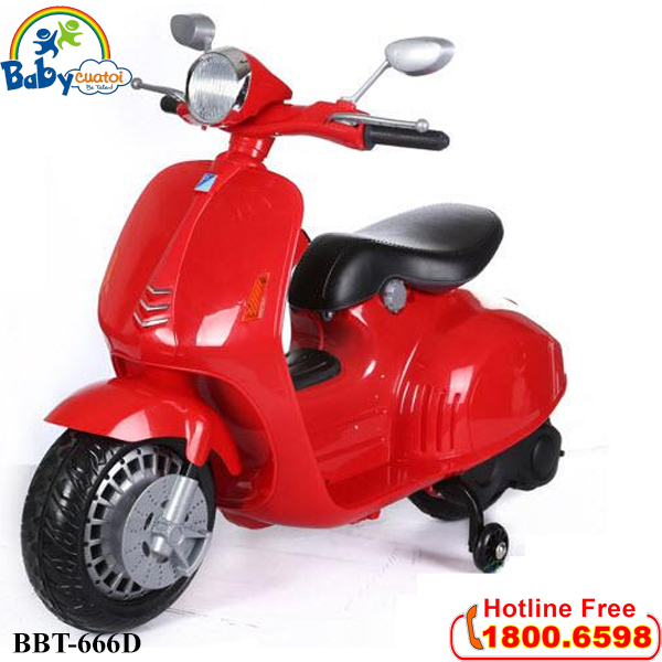 Xe máy điện Vespa trẻ em cao cấp màu đỏ BBT-666D