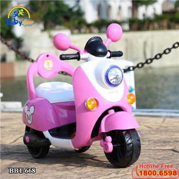 Xe máy điện Vespa trẻ em có điều khiển từ xa BBT-668A hồng