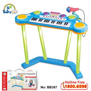 Bộ đàn Organ và trống điện tử đứng chơi xanh BB387X